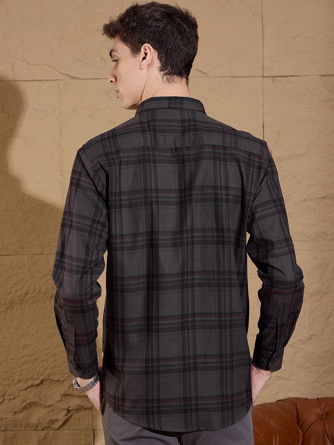 DENNISON Smart Opaque Tartan Checked Casual Shirt