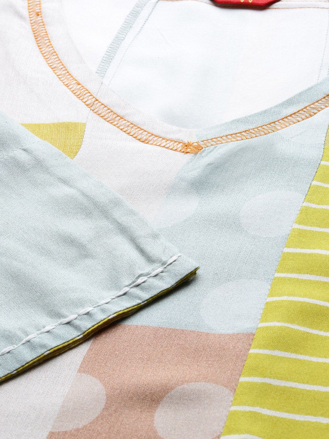 W White & Yellow Forestry Printed A-Line Dress