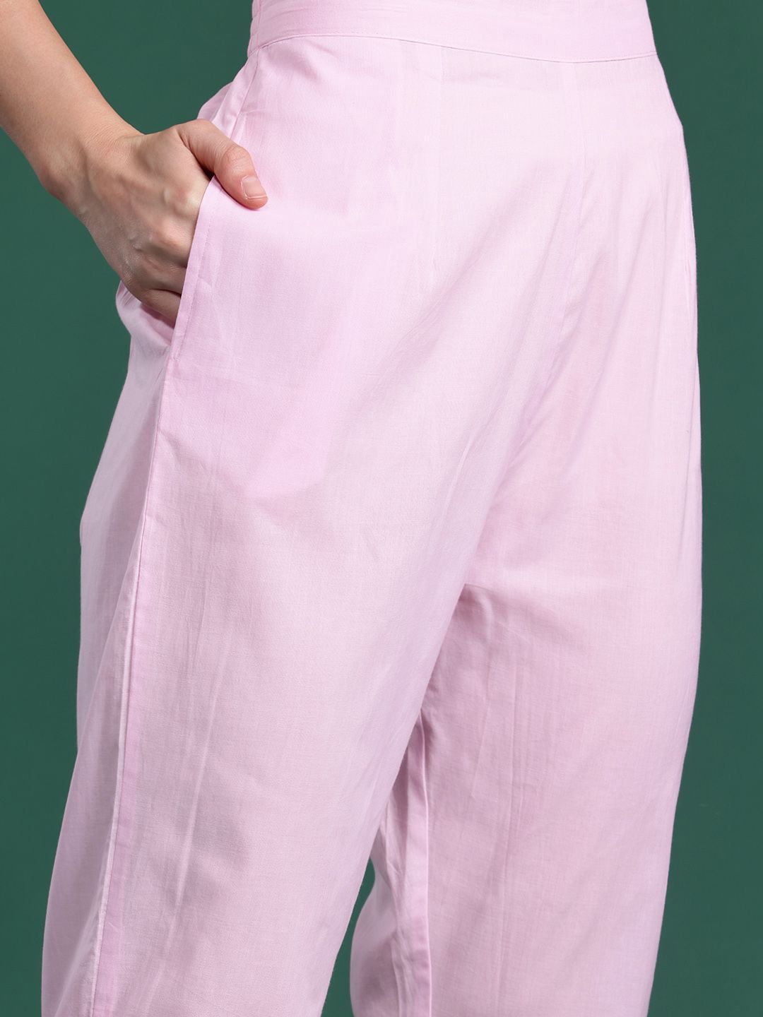Indo Era Ethnic Motifs Embroidered Pure Cotton Kurta with Trousers & Dupatta