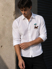 Eszett Leopard Spread Collar Cotton Shirt