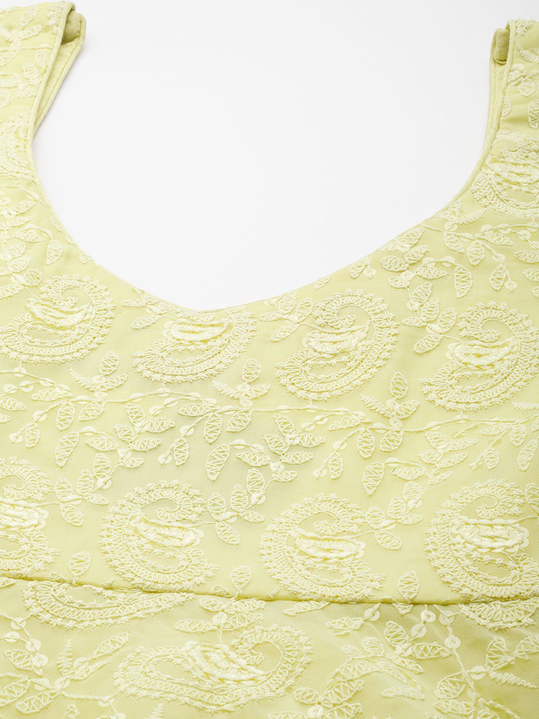 Libas Women Yellow Paisley Embroidered Thread Work Kurta with Churidar & With Dupatta