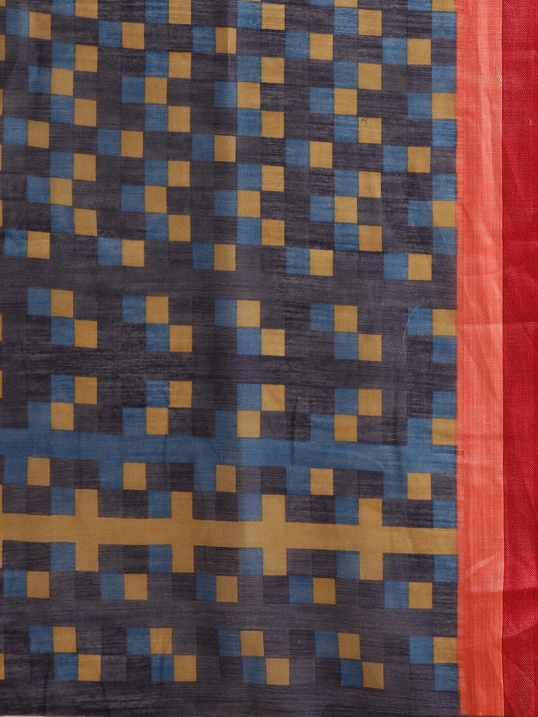Saree mall Blue & Red Striped Silk Cotton Sarees