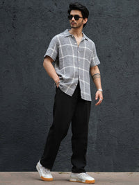 Powerlook Men Spread Collar Tartan Checks Self Design Opaque Checked Casual Shirt