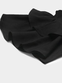 Berrylush Black Ruffles Crepe Styled Back Crop Top