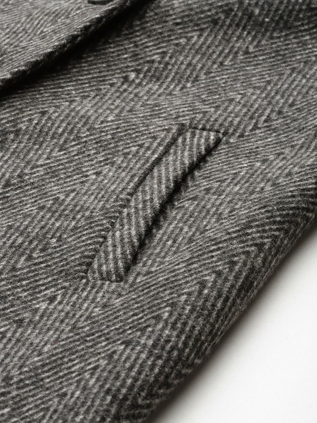 all about you Geometric Self Design Single-Breasted Longline Over Coat