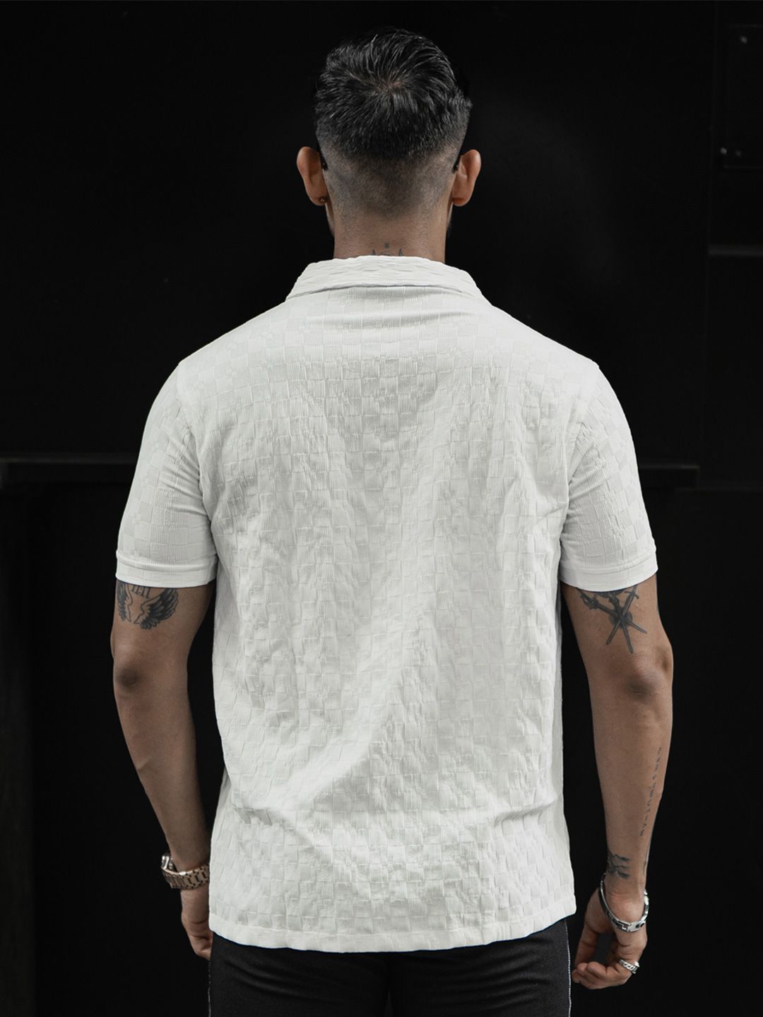Powerlook Men Self Design Polo Collar T-Shirt