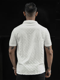 Powerlook Men Self Design Polo Collar T-Shirt