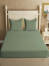 Myntra Elegant Homes Green 300 TC King Double Bedsheet with 2 Pillow Covers