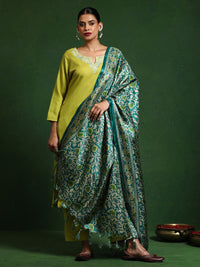 Varanga Floral Embroidered Notch Neck Straight Kurta With Trousers And Dupatta