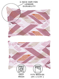 Story@home Pink 180 TC Abstract Queen Fitted Bedsheet With 2 Pillow Covers