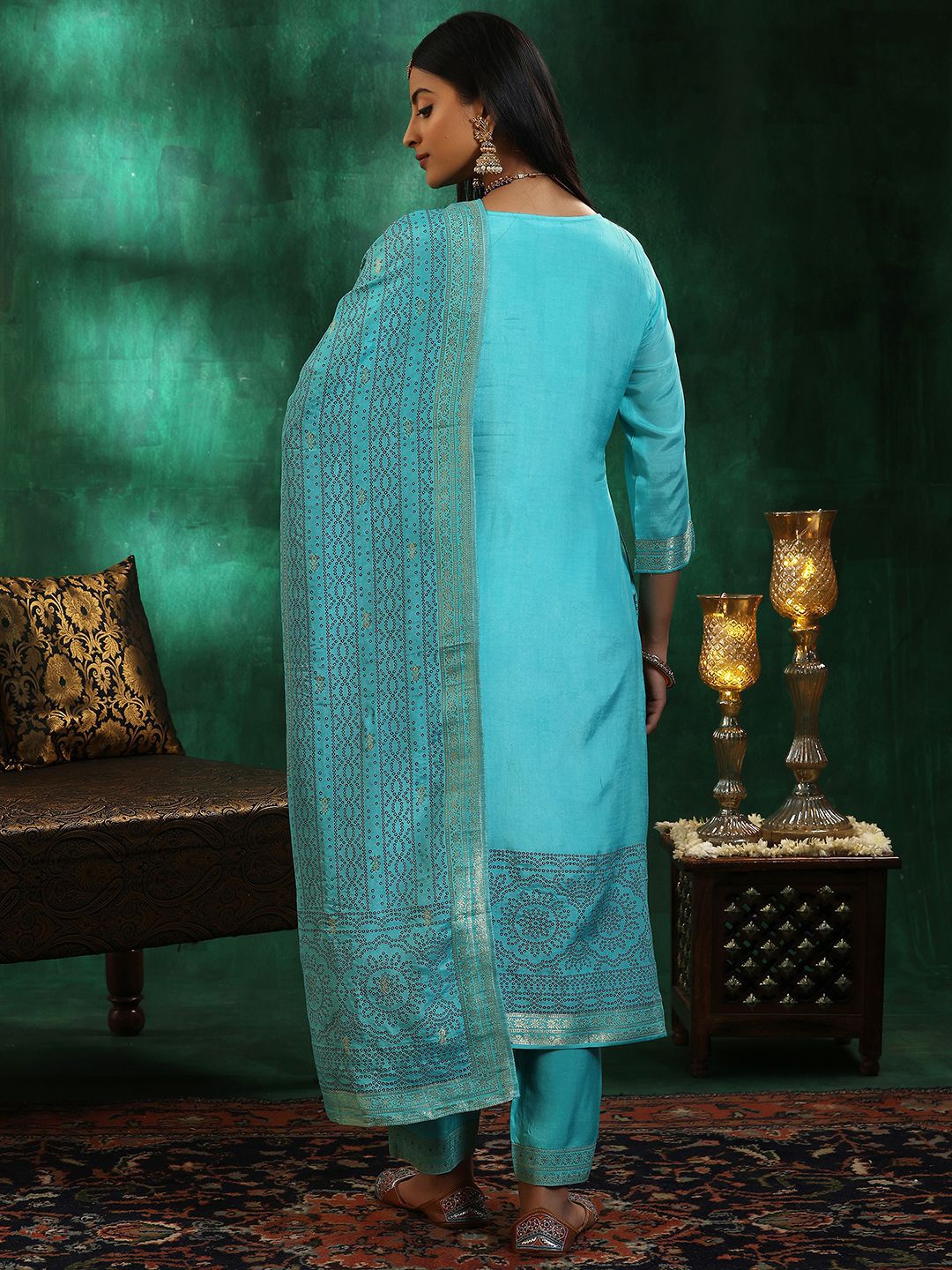 Libas Women Ethnic Motifs Regular Kurta with Trousers & With Dupatta