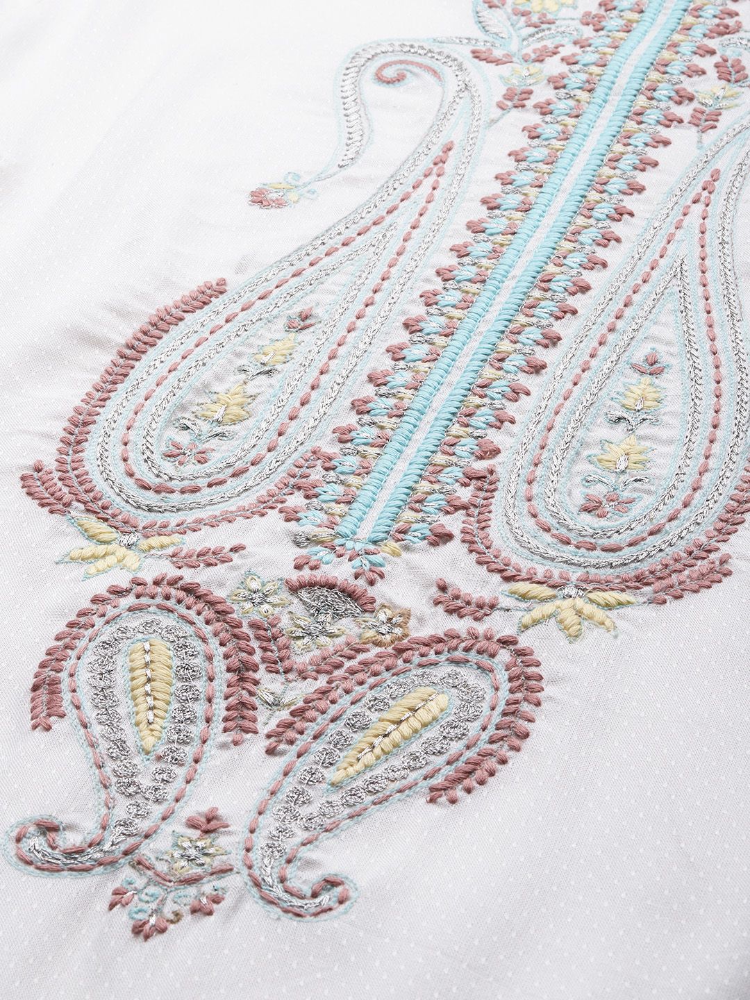 House of Pataudi Women Jashn Paisley Yoke Design Thread Work Kurta With Trousers