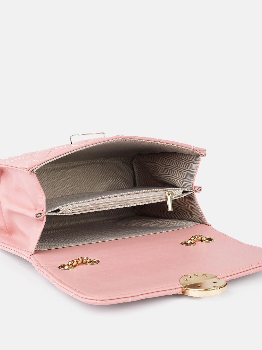 DressBerry Textured Structured Shoulder Bag with Quilted