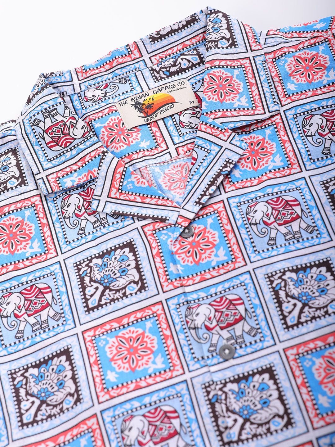 The Indian Garage Co Men Relaxed Fit Indie Geo Mosaic Printed Resortwear Shirt