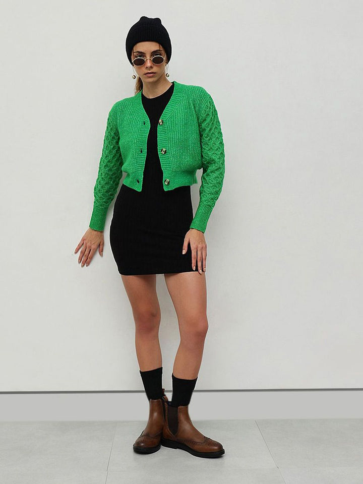 STREET 9 Women Cable Knit Crop Cardigan