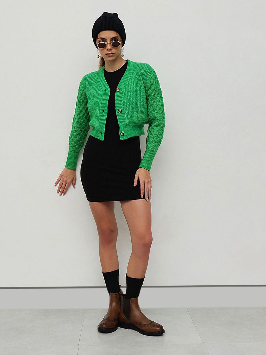 STREET 9 Women Cable Knit Crop Cardigan