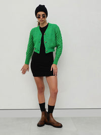 STREET 9 Women Cable Knit Crop Cardigan