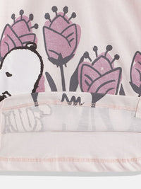 Happy Faces Girls Pure Cotton Snoopy Printed T-shirt with Joggers