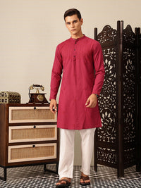 House of Pataudi Ethnic Motifs Embroidered Jashn Pure Cotton Kurta with Trousers