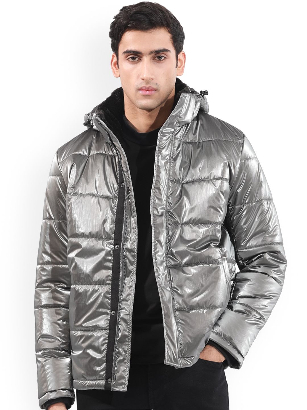 RARE RABBIT Men Osad Tailored Fit Hooded Puffer Jacket