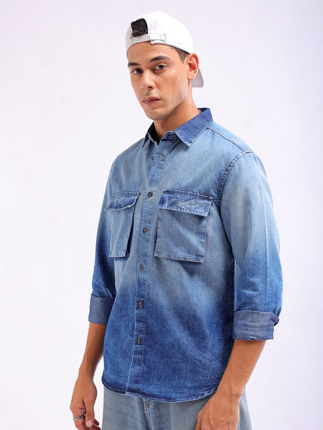 The Indian Garage Co Faded Spread Collar Long Sleeves Casual Shirt
