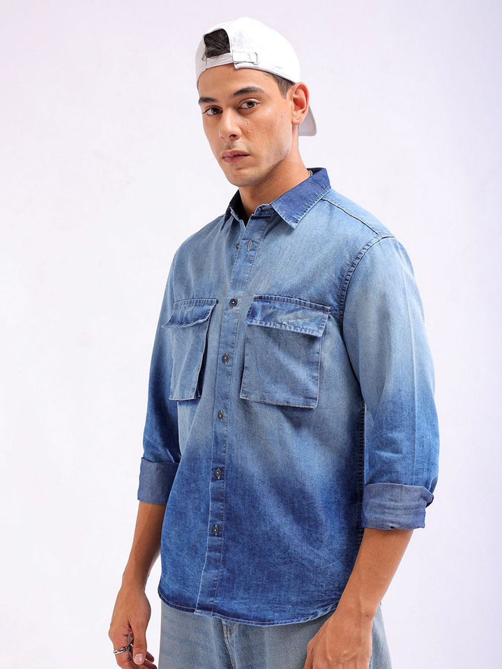 The Indian Garage Co Faded Spread Collar Long Sleeves Casual Shirt