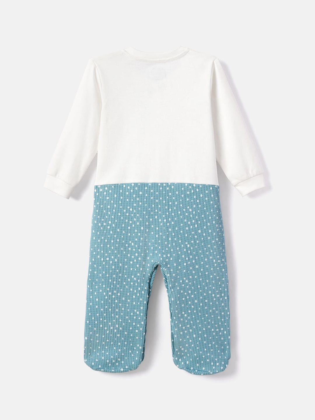 Nauti Nati Infants Printed Pure Cotton Round Neck Long Sleeve Romper