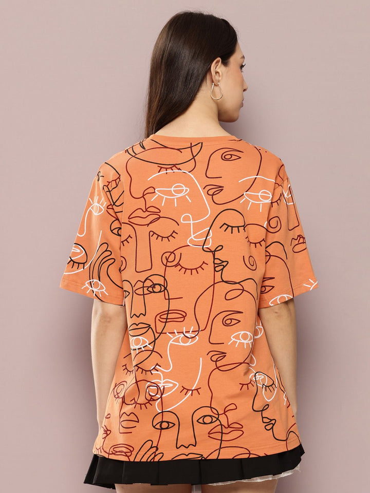 DILLINGER Women's Oversized Crew Neck Printed Tshirt
