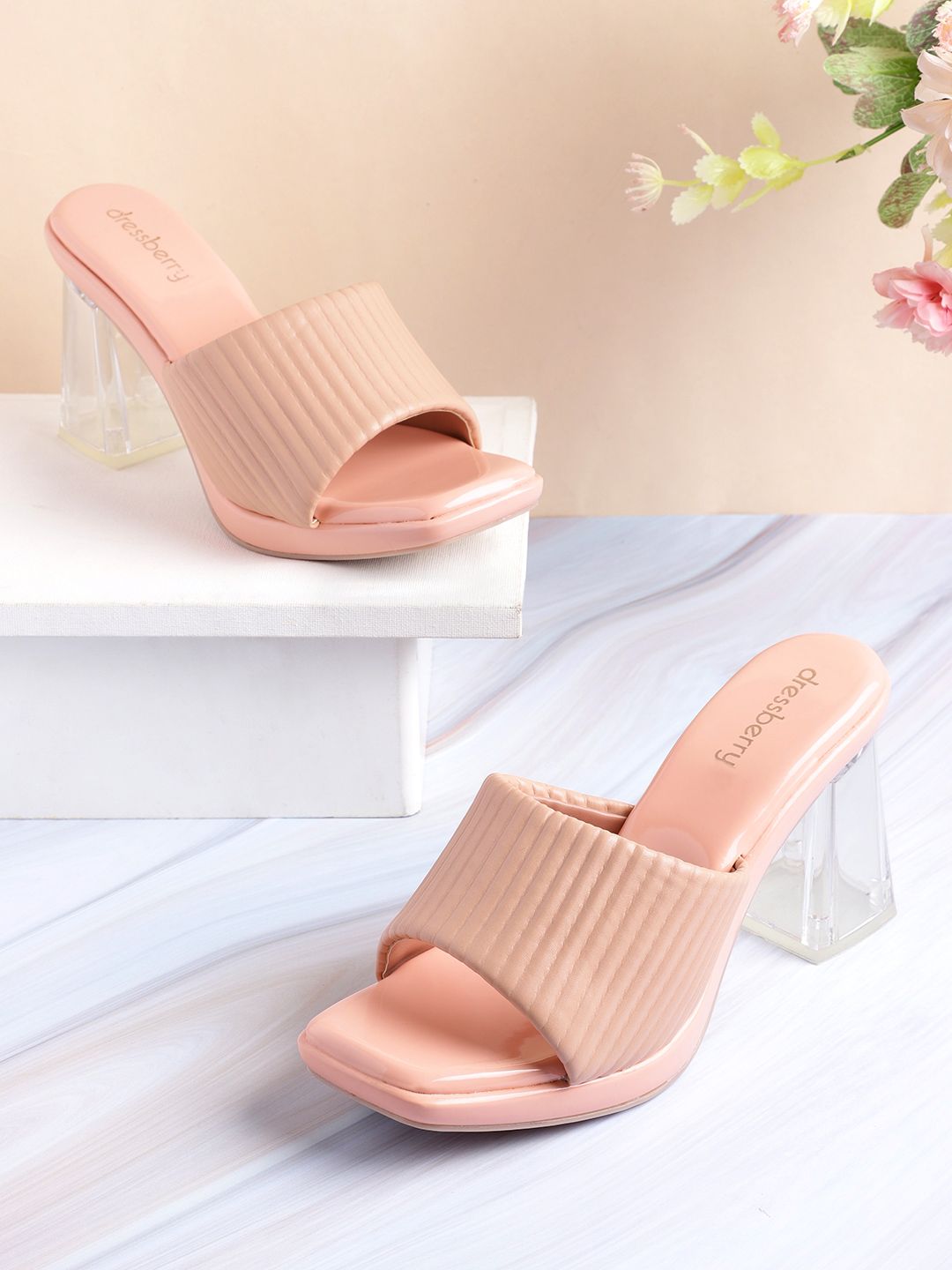 DressBerry Women Textured Straps Block Heels