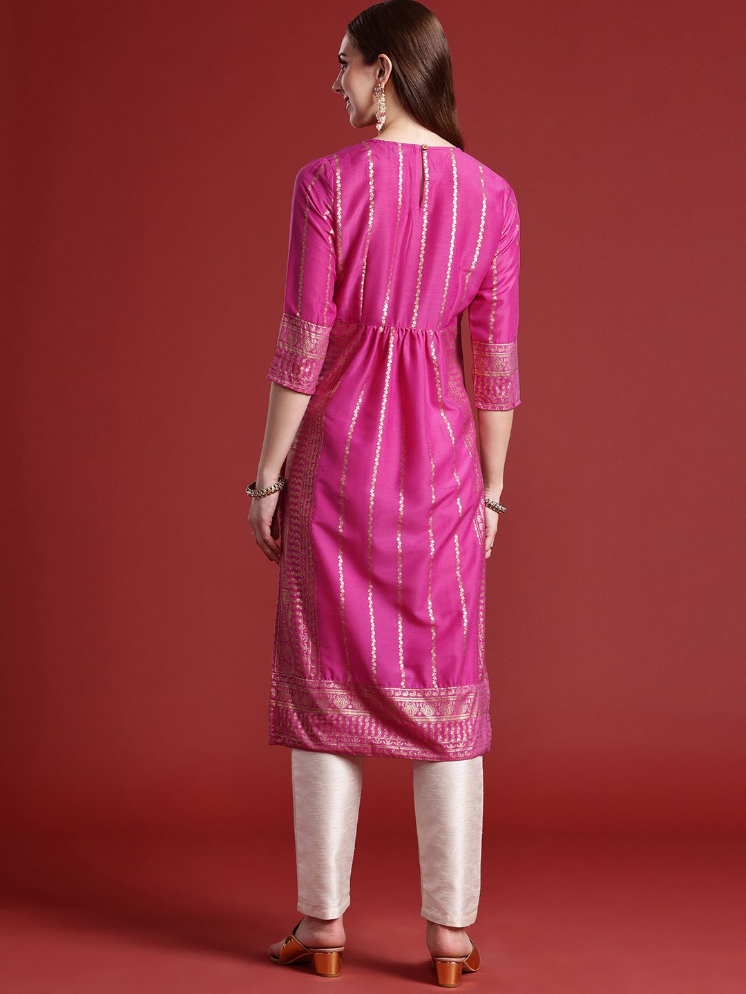 Anouk Ethnic Motifs Printed V-Neck A-Line Kurta