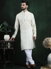 SOJANYA Motif Etnik Bersulam Kolar Mandarin Kurta Lurus Labuci