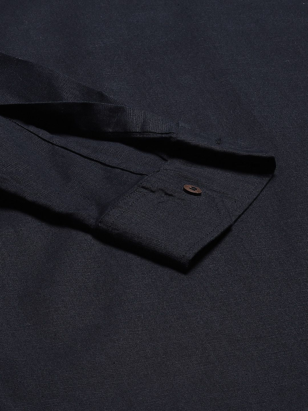 Dennison Men Navy Blue Comfort Fit kurta
