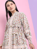 Tokyo Talkies Women Floral Printed Puff Sleeves Fit & Flare Dress