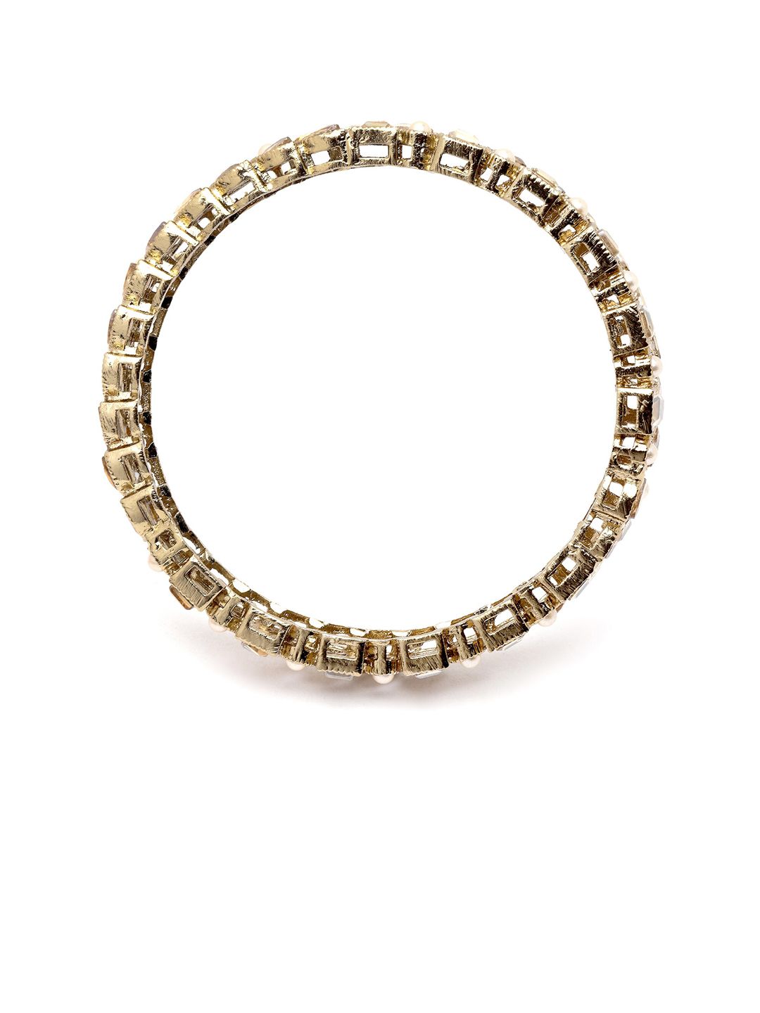 KARATCART 2-Pcs Gold-Plated Kundan-Studded Bangles