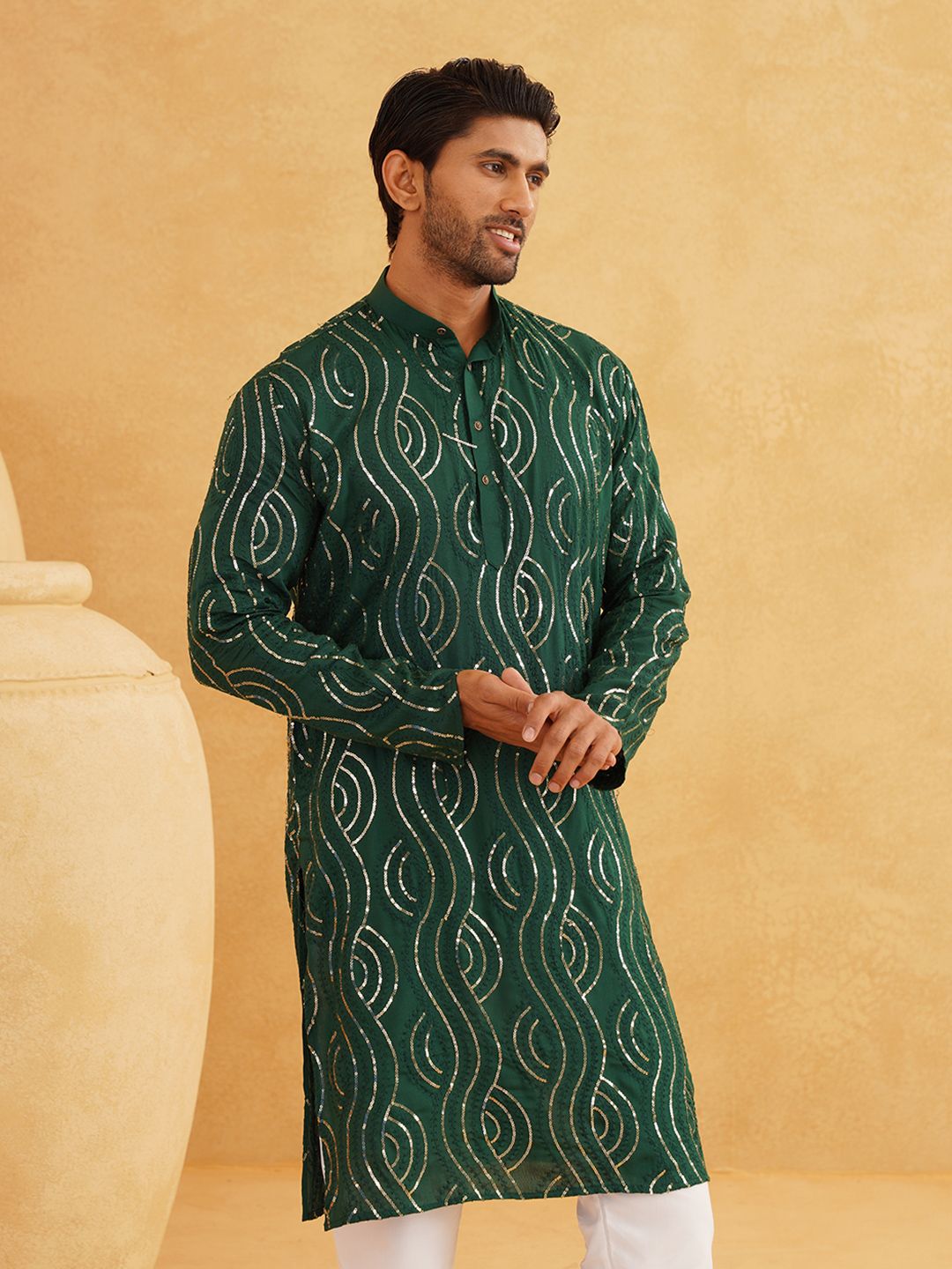 SOJANYA Kurta Kapas Tulen Bersulam Labuci Dengan Churidar