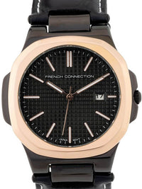Sambungan Perancis Lelaki Dial & Gaya Gaya Kulit Tali Analog Watch- FCB2BL