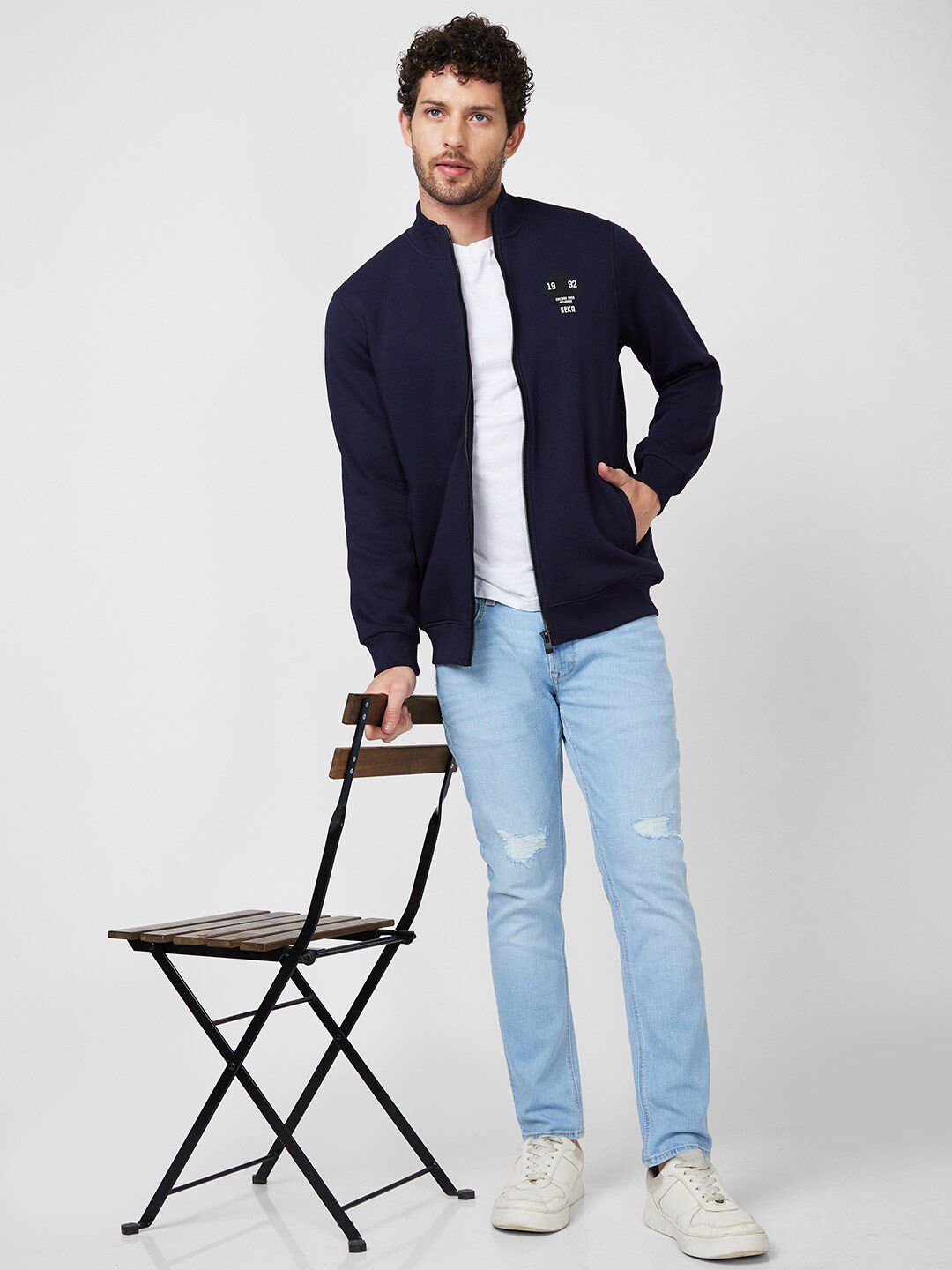 SPYKAR Printed High Neck Sweatshirt