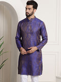 Sojanya Lelaki Motif Etnik Biru & Emas Jacquard Kurta