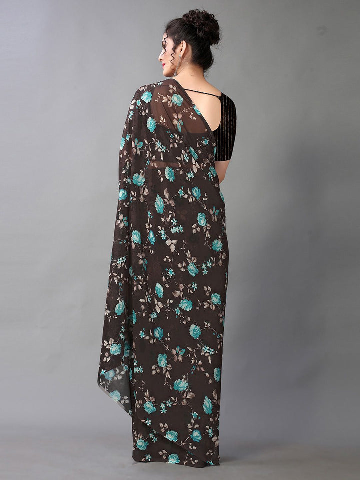 KALINI Floral Printed Poly Georgette Saree