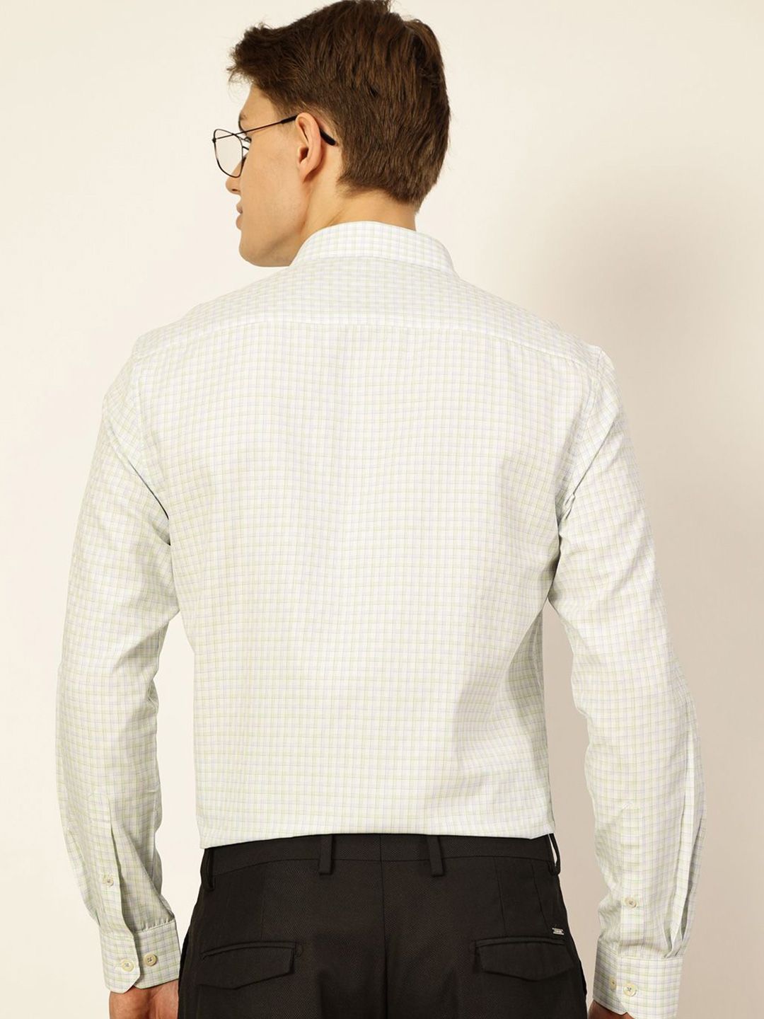 Thomas Scott Men Smart Micro Checks Opaque Formal Shirt