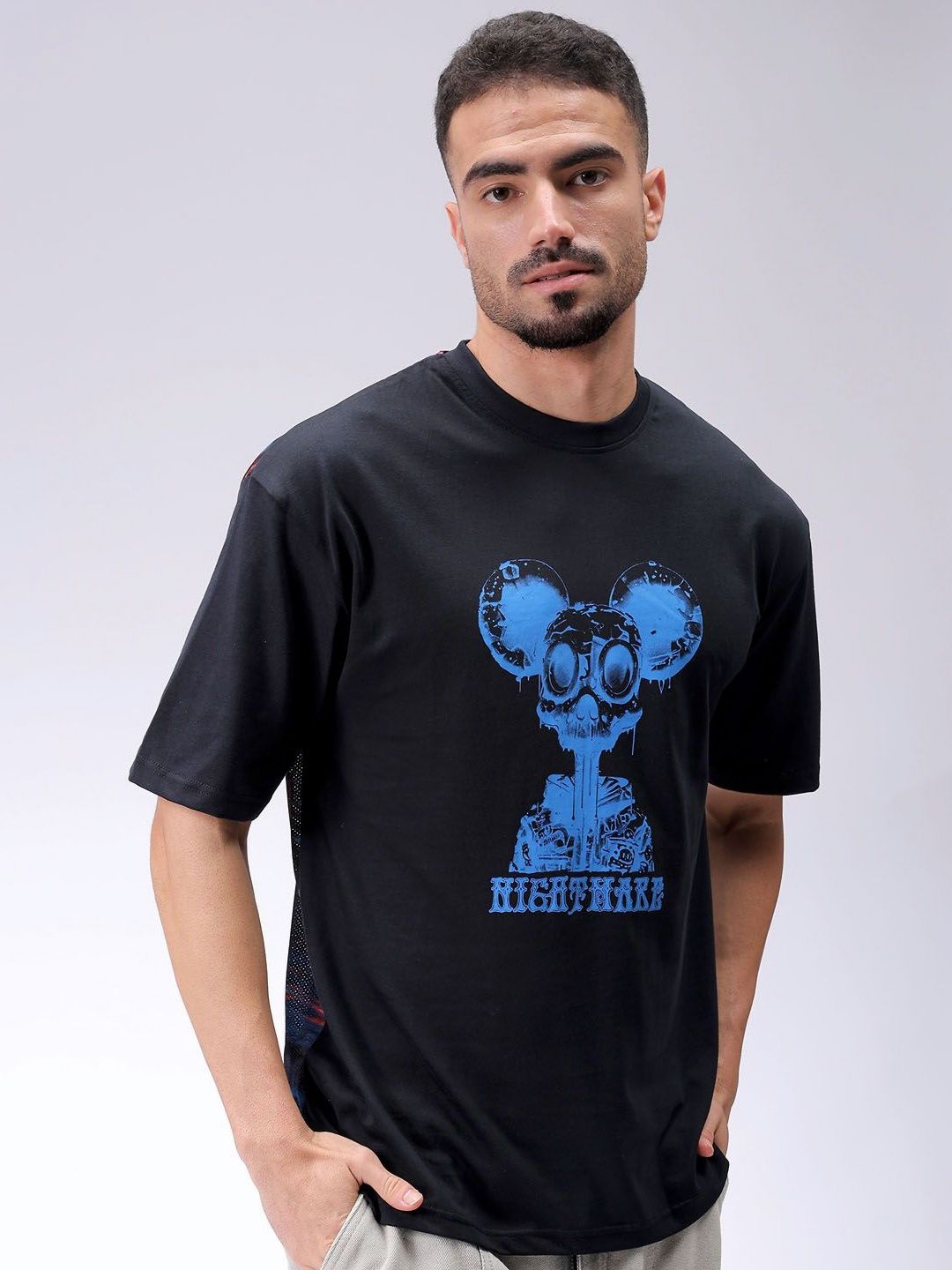 The Indian Garage Co Men Graphic Printed Round Neck Cotton Oversized T-shirt