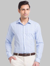 Park Avenue Slim Fit Windowpane Checked Organic Cotton Formal Shirt