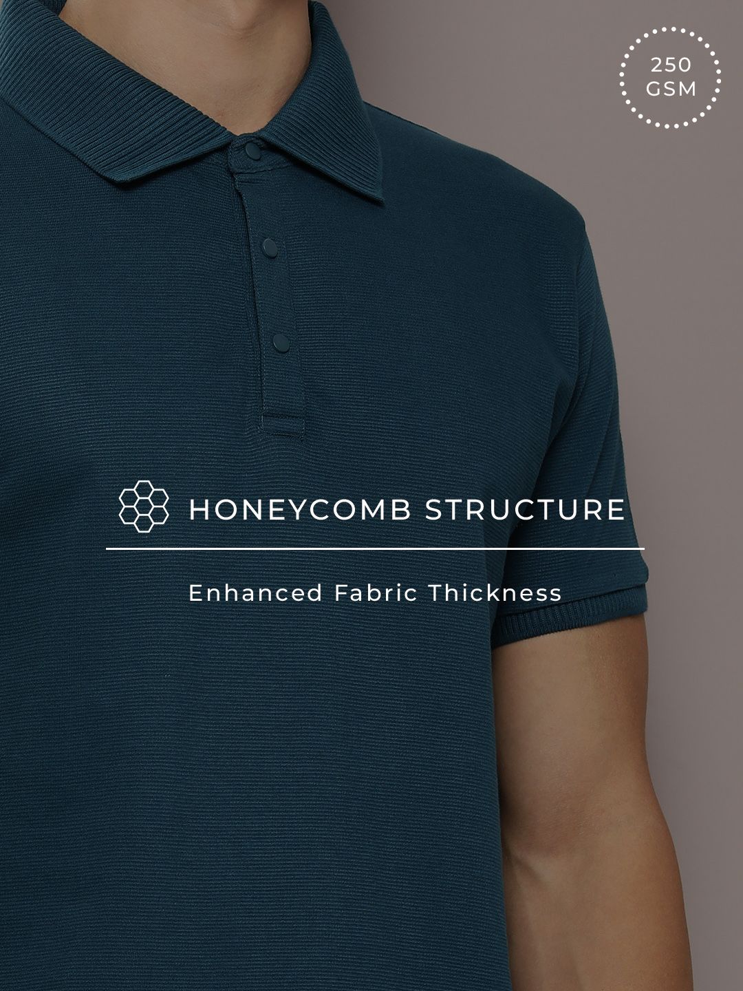 DILLINGER Men Polo Collar Honeycomb Structure T-shirt