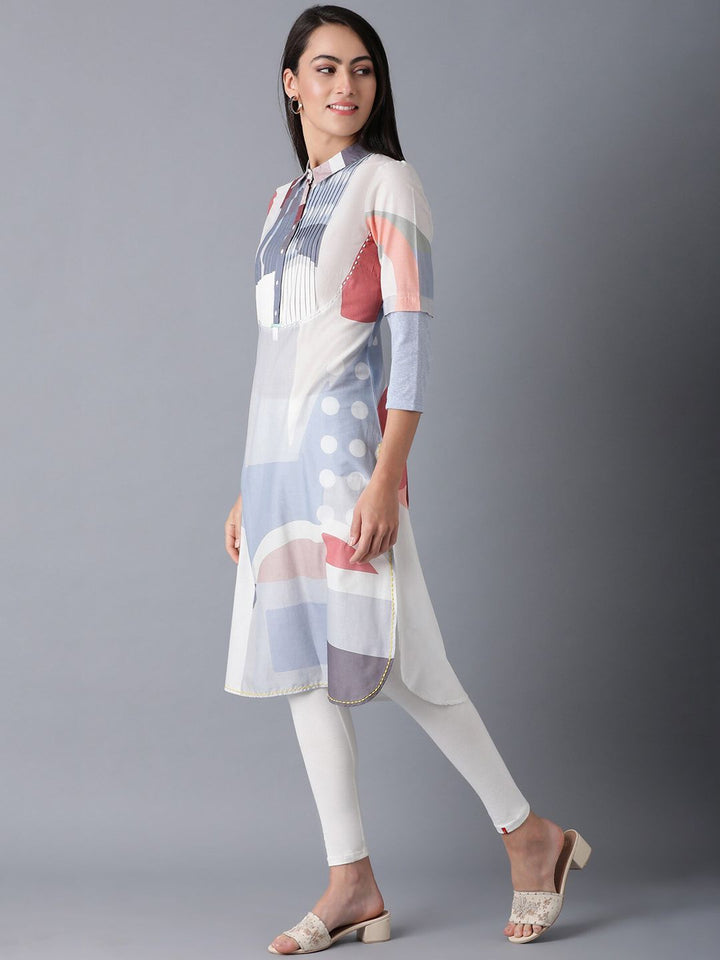W Women Blue Printed Kurta