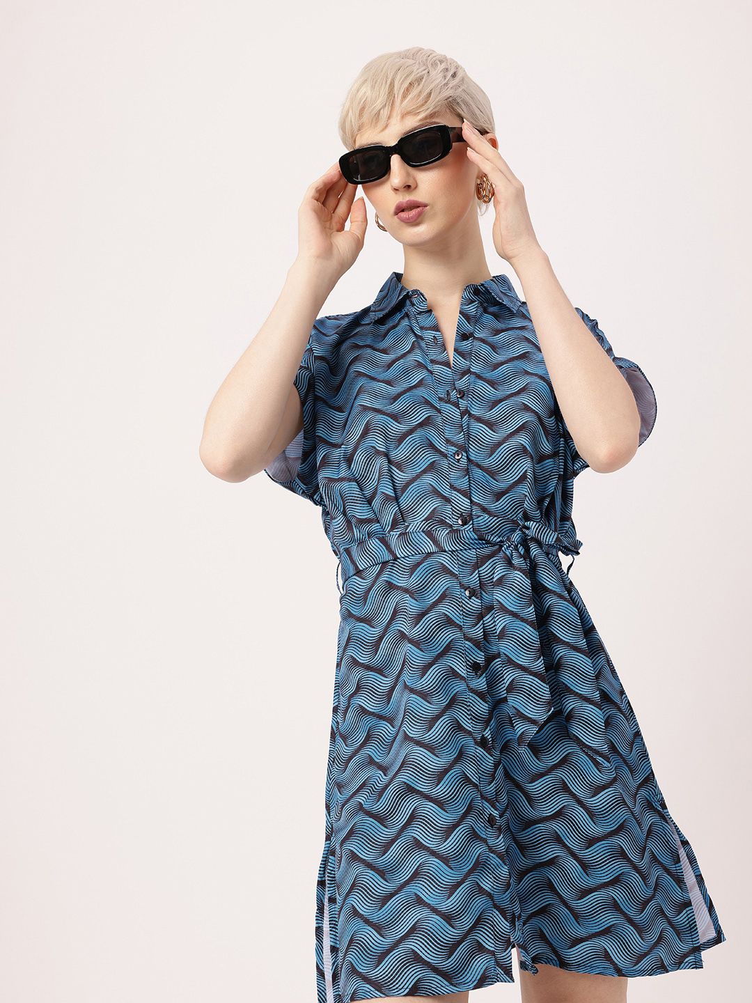 Kawaii Feminine Whimsical Waves Shirt Style Dress