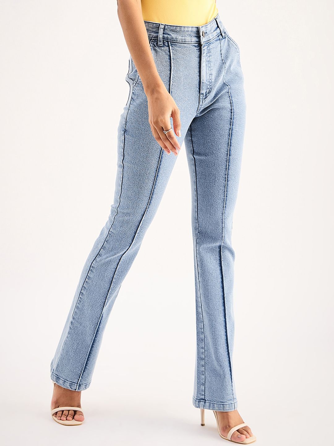 SASSAFRAS BASICS Women Bootcut Clean Look Heavy Fade Acid Wash Stretchable Jeans