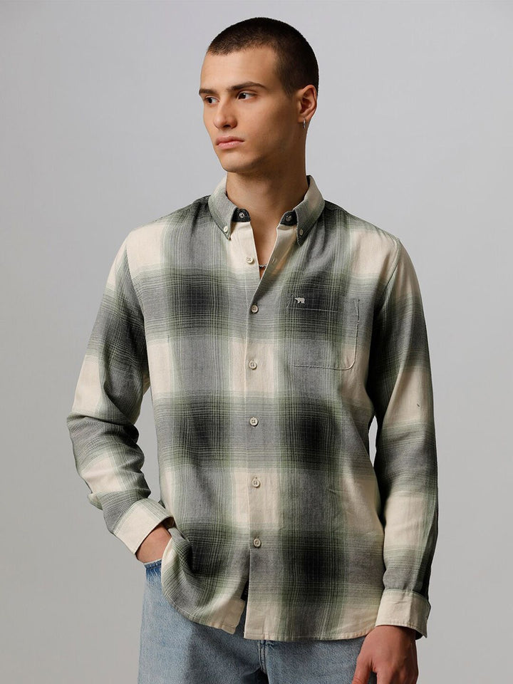 THE BEAR HOUSE Men Slim Fit Checked Pure Cotton Casual Shirt