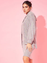 Athena Abstract Printed Hooded Woollen Bodycon Dress
