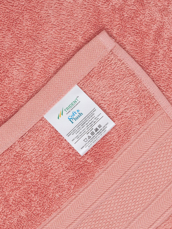 MYTRIDENT Coral Pink Solid 500 GSM Pure Cotton Soft  Plush Bath Towel