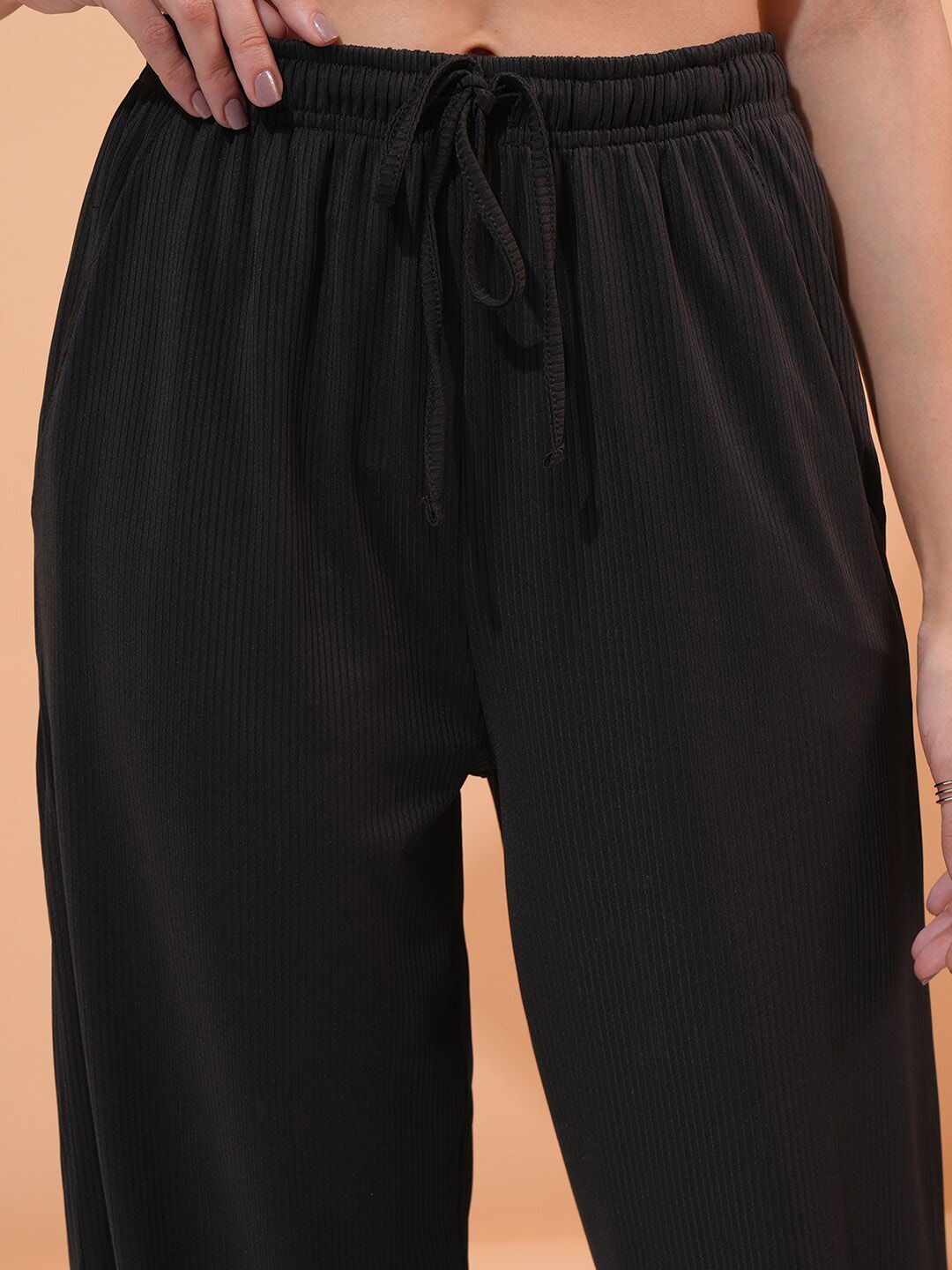 Tokyo Talkies Black Ribbed Shirt & Trousers